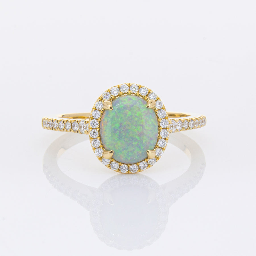 18ct Yellow Gold .95ct Opal & Diamond Sierra Ring