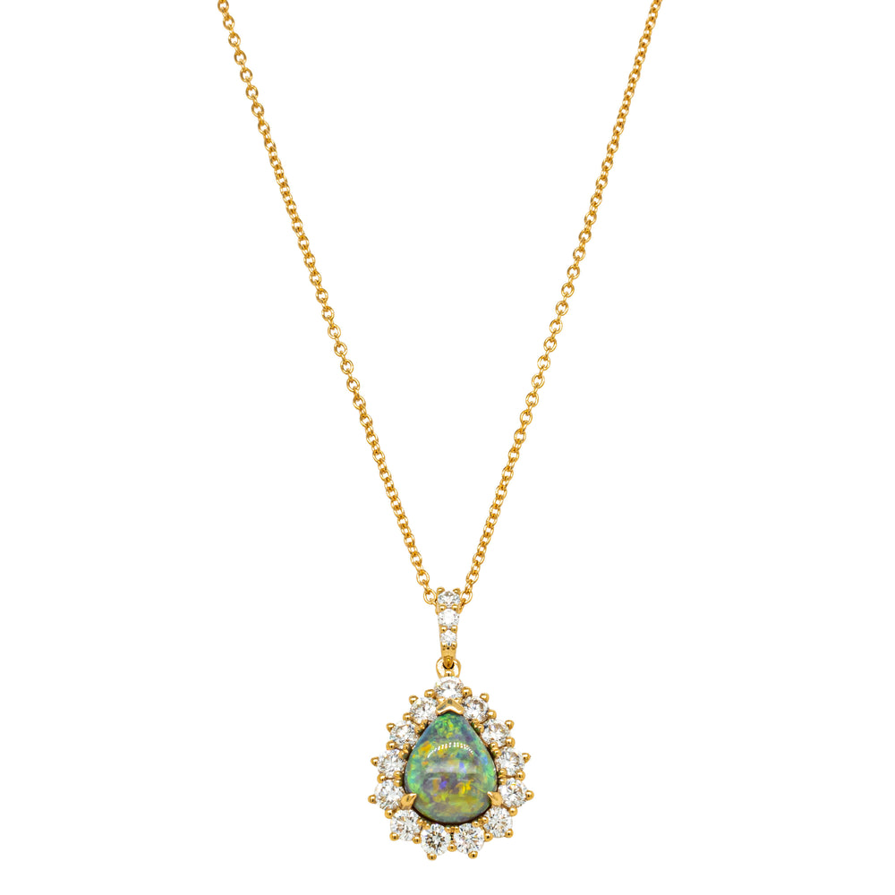 18ct Yellow Gold 2.33ct Opal & Diamond Belle Pendant