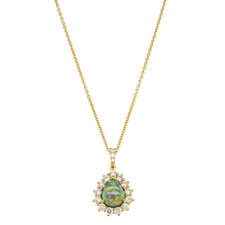 18ct Yellow Gold 2.33ct Opal & Diamond Belle Pendant