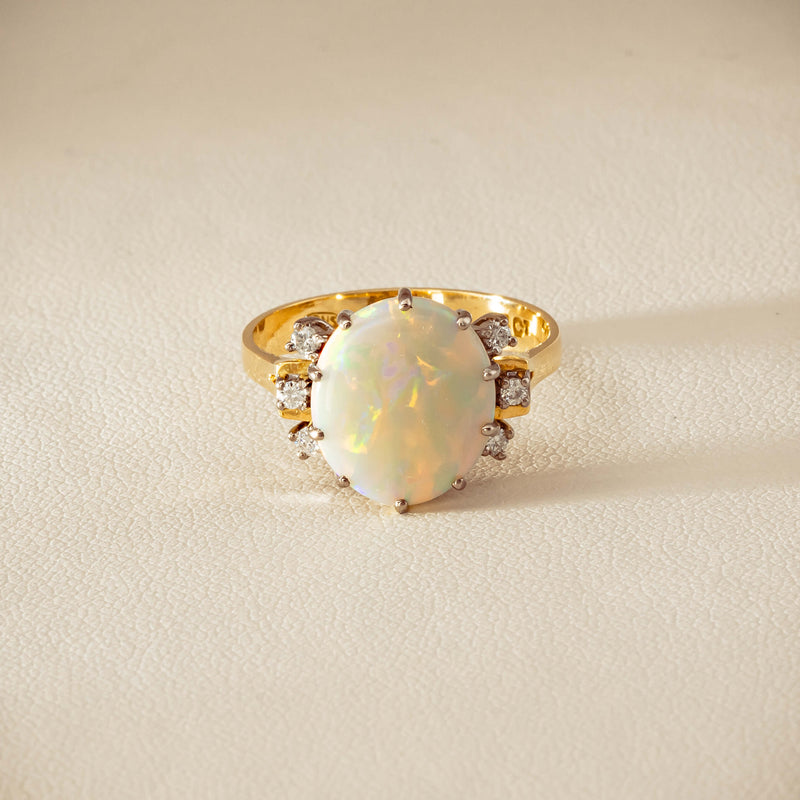 Deja Vu 18ct Yellow Gold Opal & Diamond Ring - Ring - Walker & Hall