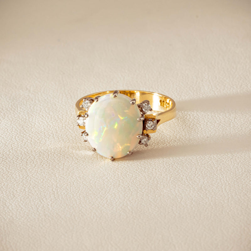Deja Vu 18ct Yellow Gold Opal & Diamond Ring - Ring - Walker & Hall