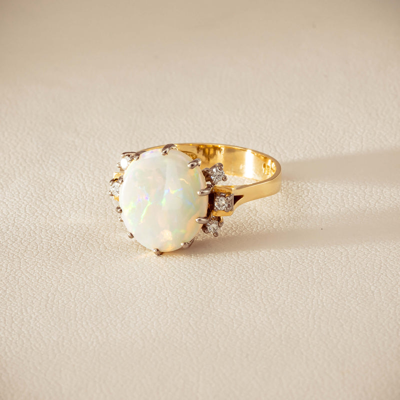 Deja Vu 18ct Yellow Gold Opal & Diamond Ring - Ring - Walker & Hall