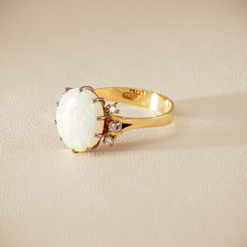 Deja Vu 18ct Yellow Gold Opal & Diamond Ring - Ring - Walker & Hall