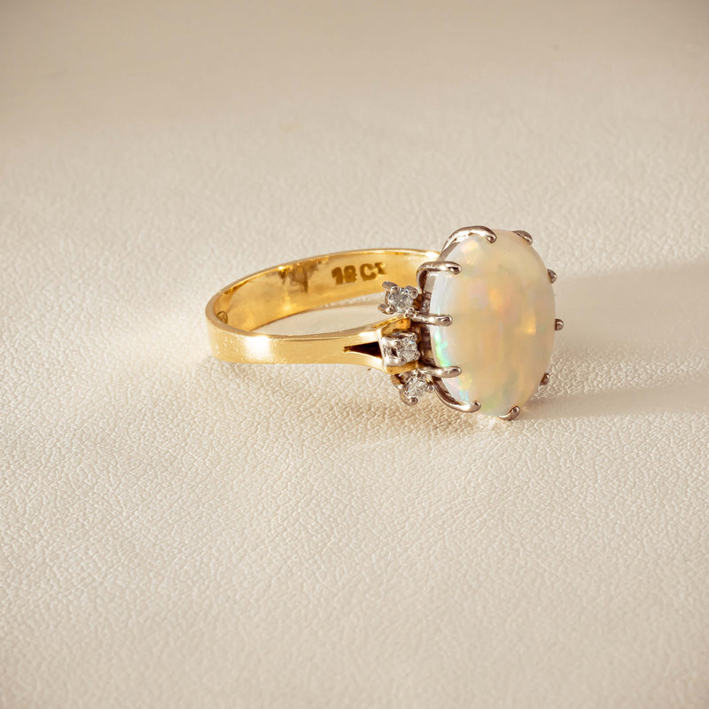 Deja Vu 18ct Yellow Gold Opal & Diamond Ring - Ring - Walker & Hall