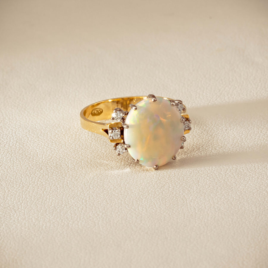 Deja Vu 18ct Yellow Gold Opal & Diamond Ring - Ring - Walker & Hall
