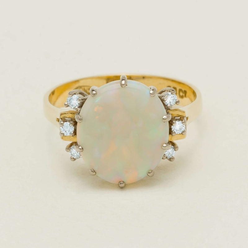 Deja Vu 18ct Yellow Gold Opal & Diamond Ring - Ring - Walker & Hall