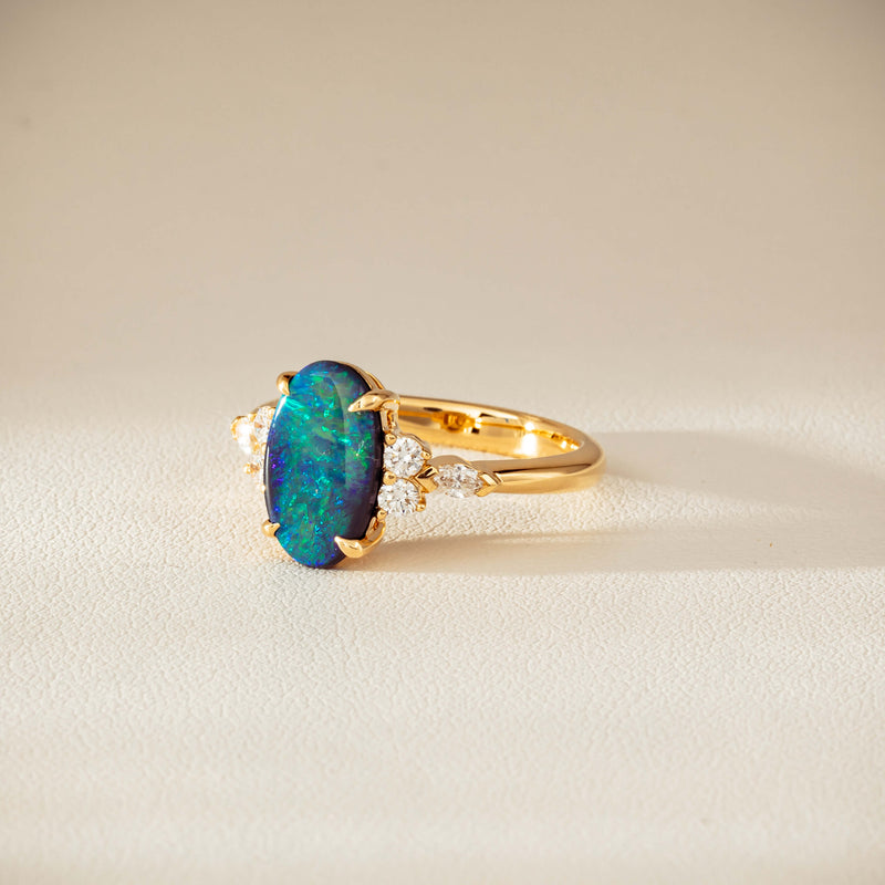 18ct Yellow Gold 1.48ct Opal & Diamond Oriana Ring-Ring-Walker & Hall