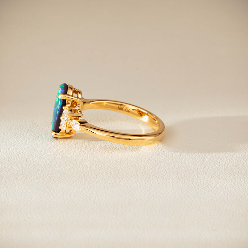 18ct Yellow Gold 1.48ct Opal & Diamond Oriana Ring-Ring-Walker & Hall