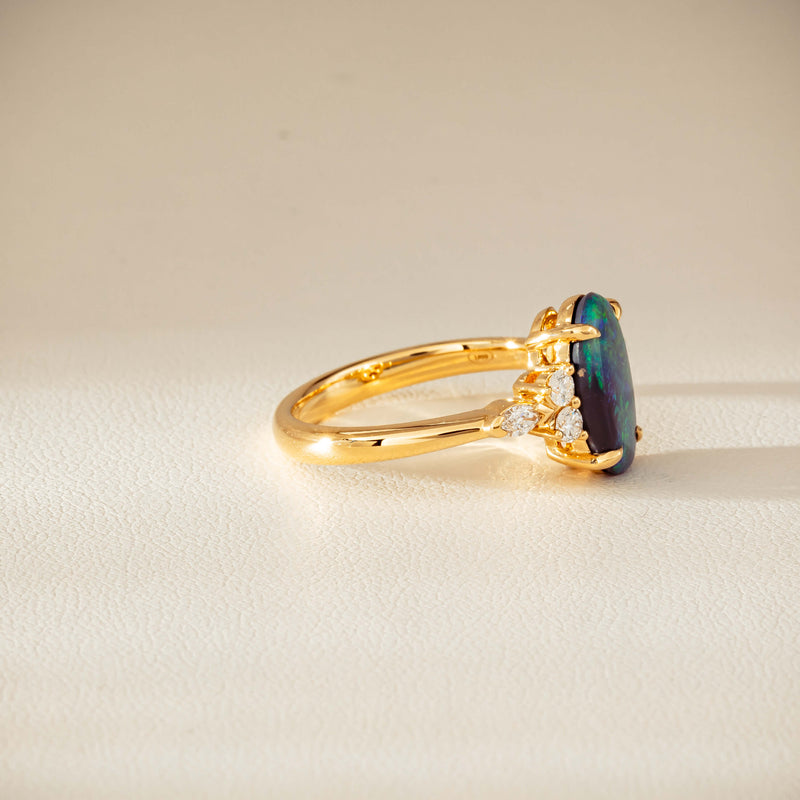 18ct Yellow Gold 1.48ct Opal & Diamond Oriana Ring-Ring-Walker & Hall