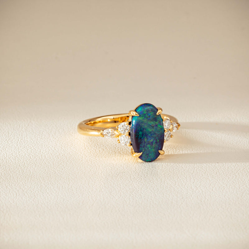 18ct Yellow Gold 1.48ct Opal & Diamond Oriana Ring-Ring-Walker & Hall