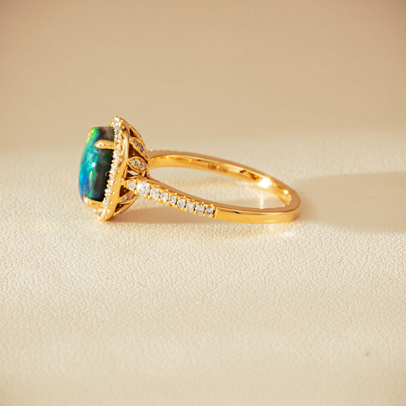 18ct Yellow Gold 1.82ct Opal & Diamond Sierra Ring - Ring - Walker & Hall