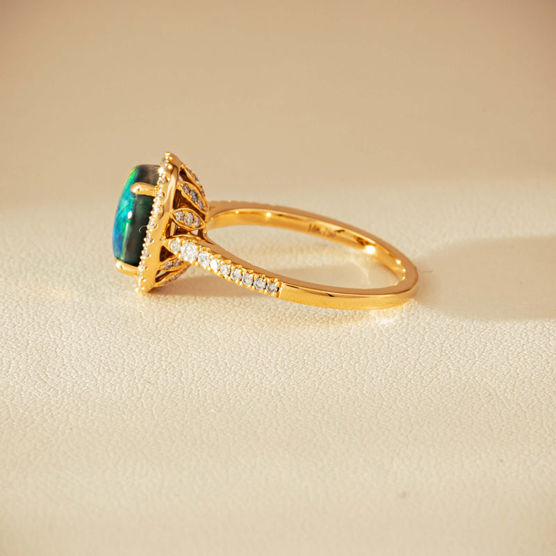 18ct Yellow Gold 1.82ct Opal & Diamond Sierra Ring - Ring - Walker & Hall