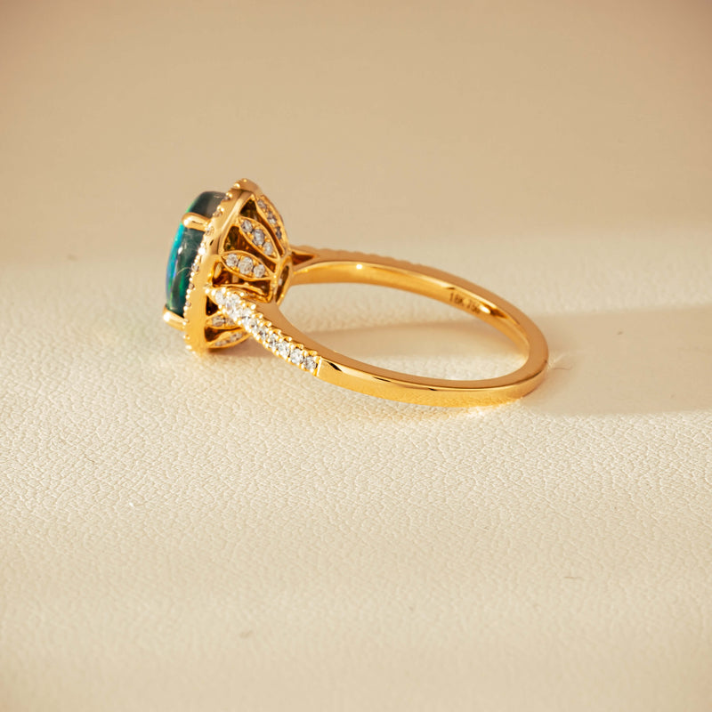 18ct Yellow Gold 1.82ct Opal & Diamond Sierra Ring - Ring - Walker & Hall