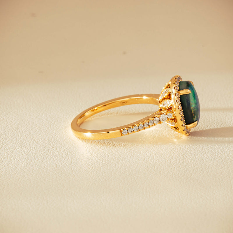 18ct Yellow Gold 1.82ct Opal & Diamond Sierra Ring - Ring - Walker & Hall