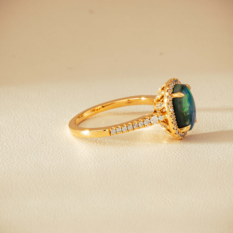 18ct Yellow Gold 1.82ct Opal & Diamond Sierra Ring - Ring - Walker & Hall