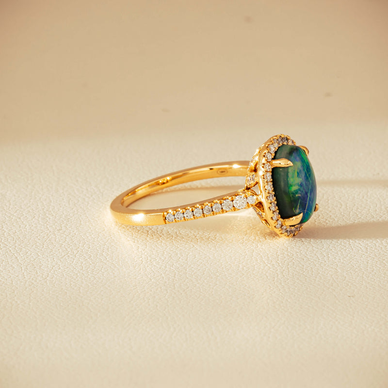 18ct Yellow Gold 1.82ct Opal & Diamond Sierra Ring - Ring - Walker & Hall