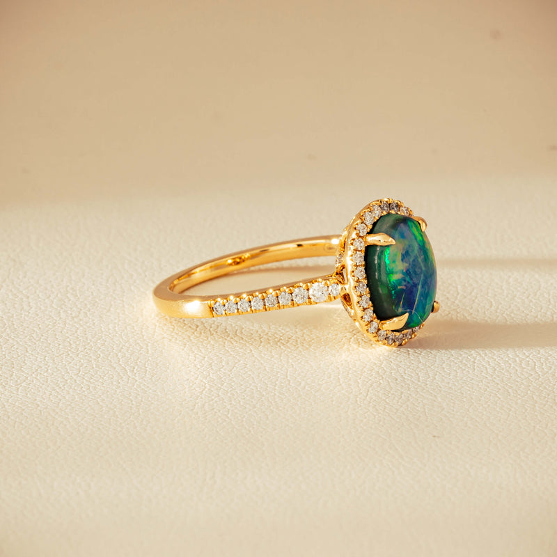 18ct Yellow Gold 1.82ct Opal & Diamond Sierra Ring - Ring - Walker & Hall