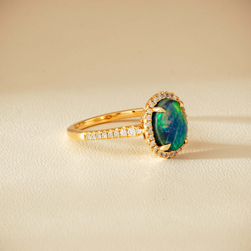 18ct Yellow Gold 1.82ct Opal & Diamond Sierra Ring - Ring - Walker & Hall