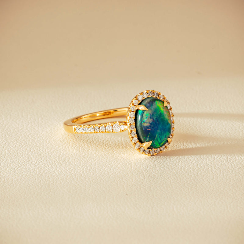 18ct Yellow Gold 1.82ct Opal & Diamond Sierra Ring - Ring - Walker & Hall