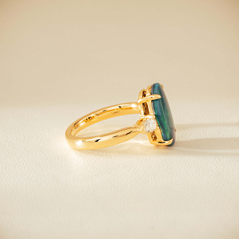 18ct Yellow Gold 2.65ct Opal & Diamond Ayla Ring - Ring - Walker & Hall
