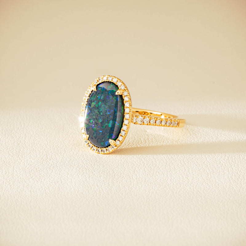 18ct Yellow Gold 1.48ct Opal & Diamond Sierra Ring - Ring - Walker & Hall