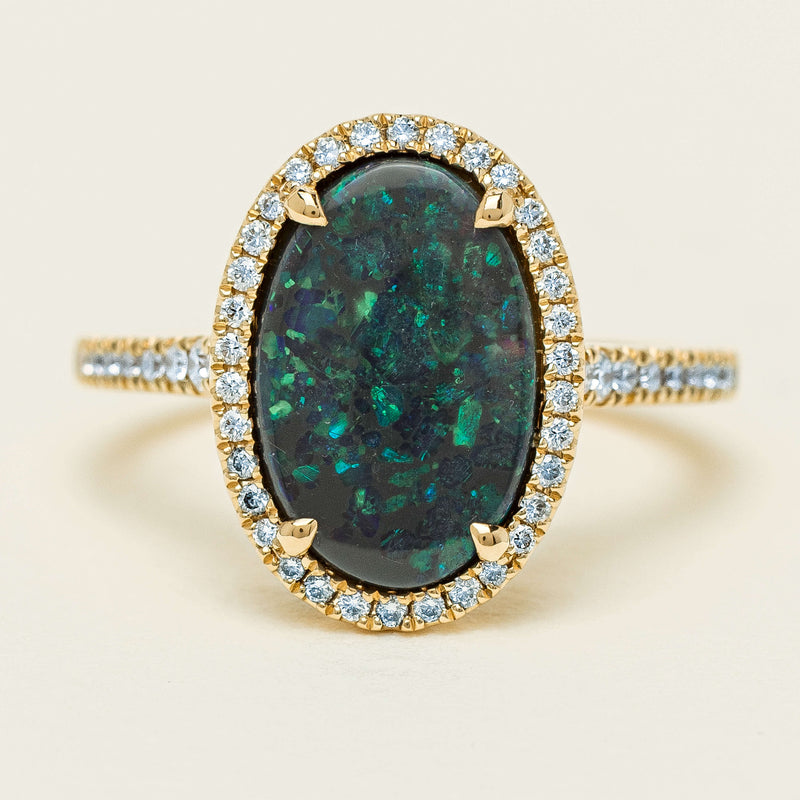 18ct Yellow Gold 1.48ct Opal & Diamond Sierra Ring - Ring - Walker & Hall