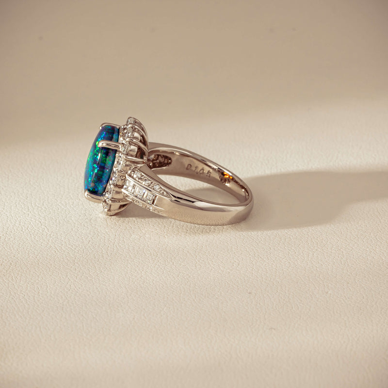 Deja Vu Platinum 3.08ct Opal & Diamond Cluster Ring - Ring - Walker & Hall