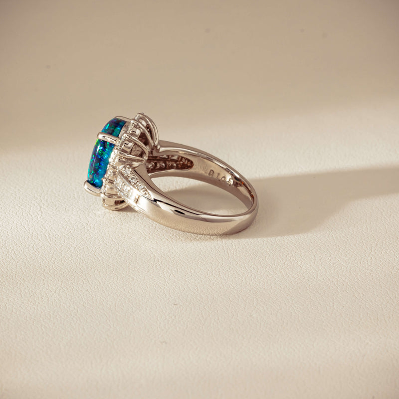 Deja Vu Platinum 3.08ct Opal & Diamond Cluster Ring - Ring - Walker & Hall