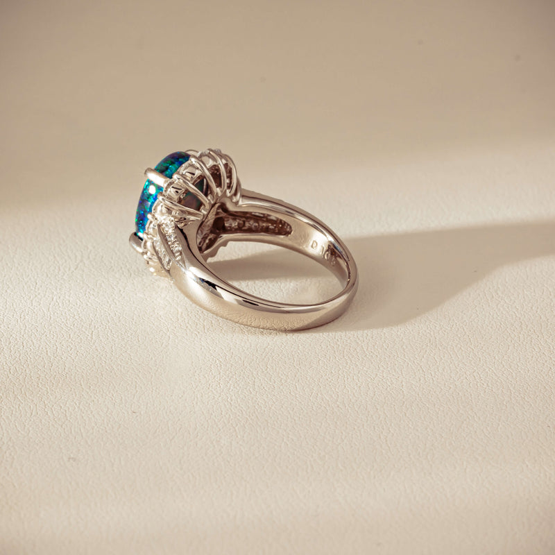 Deja Vu Platinum 3.08ct Opal & Diamond Cluster Ring - Ring - Walker & Hall