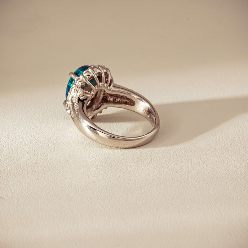Deja Vu Platinum 3.08ct Opal & Diamond Cluster Ring - Ring - Walker & Hall