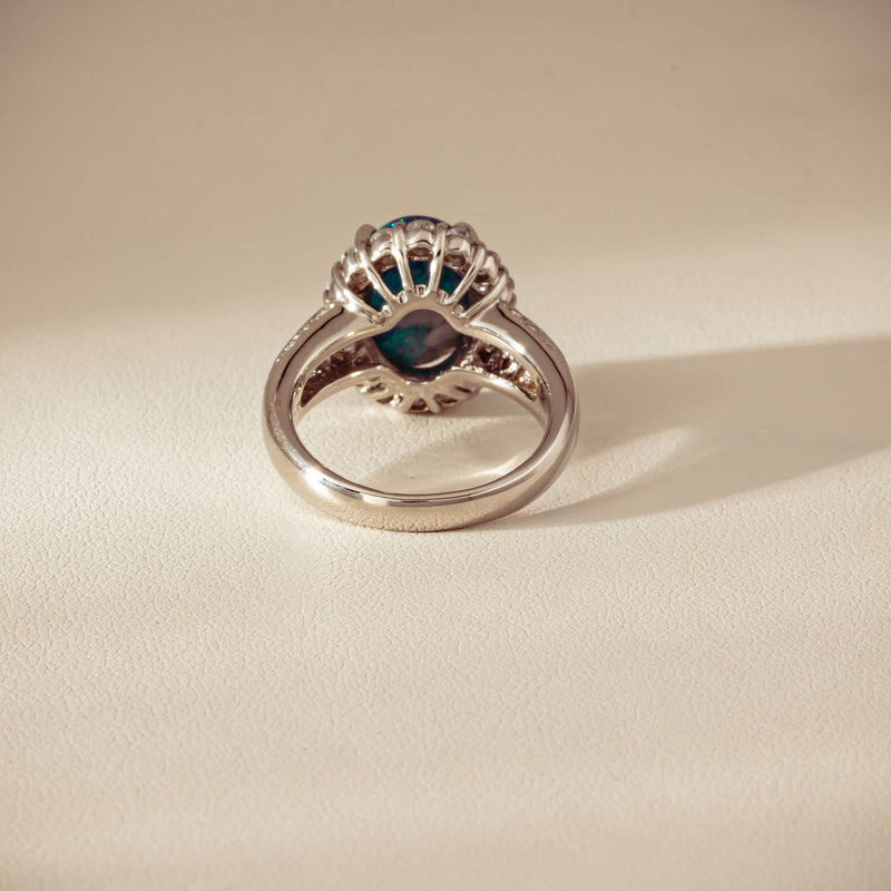 Deja Vu Platinum 3.08ct Opal & Diamond Cluster Ring - Ring - Walker & Hall