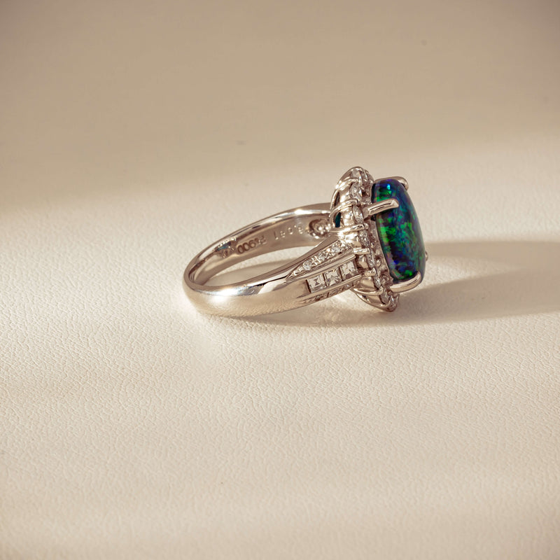 Deja Vu Platinum 3.08ct Opal & Diamond Cluster Ring - Ring - Walker & Hall