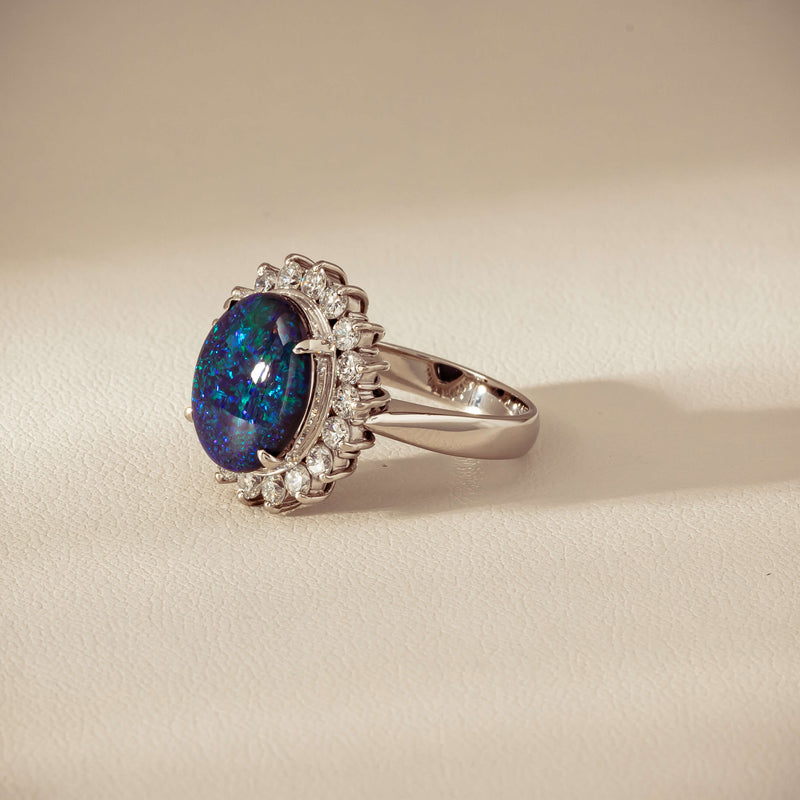 Deja Vu Platinum 2.91ct Opal & Diamond Cluster Ring - Ring - Walker & Hall
