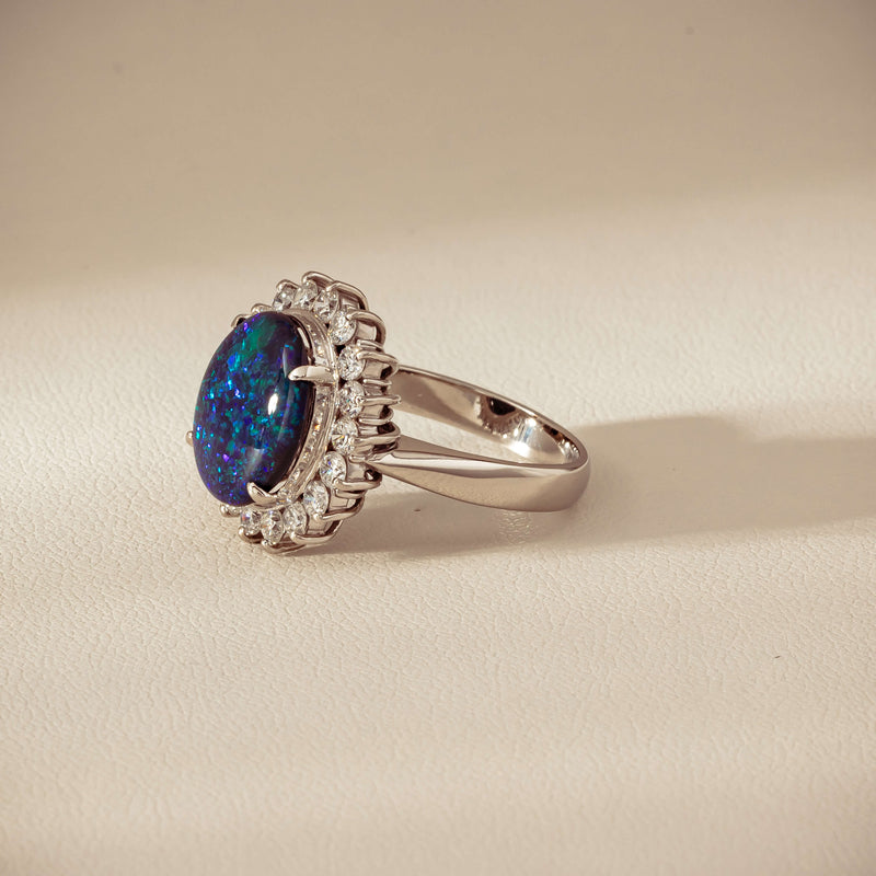 Deja Vu Platinum 2.91ct Opal & Diamond Cluster Ring - Ring - Walker & Hall