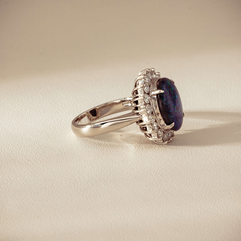 Deja Vu Platinum 2.91ct Opal & Diamond Cluster Ring - Ring - Walker & Hall
