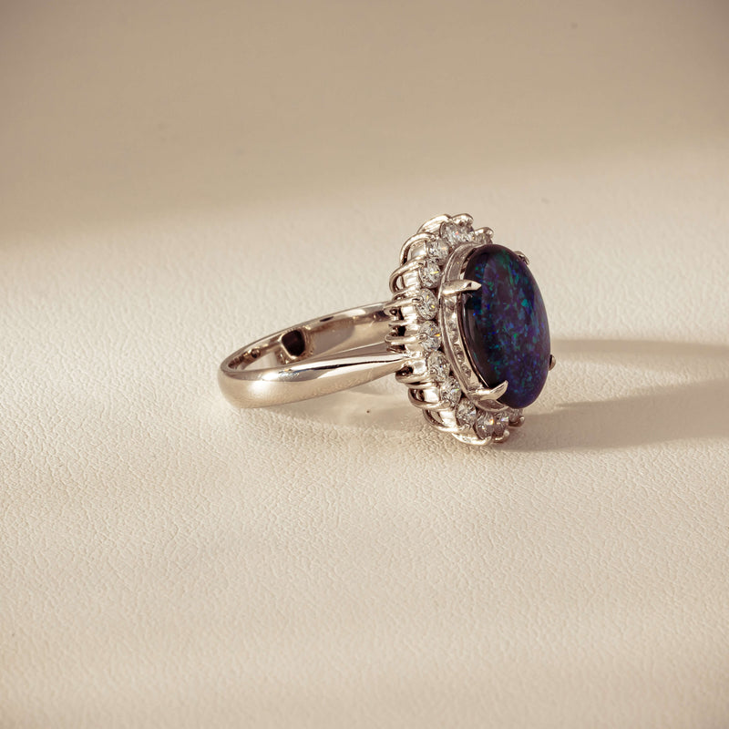 Deja Vu Platinum 2.91ct Opal & Diamond Cluster Ring - Ring - Walker & Hall