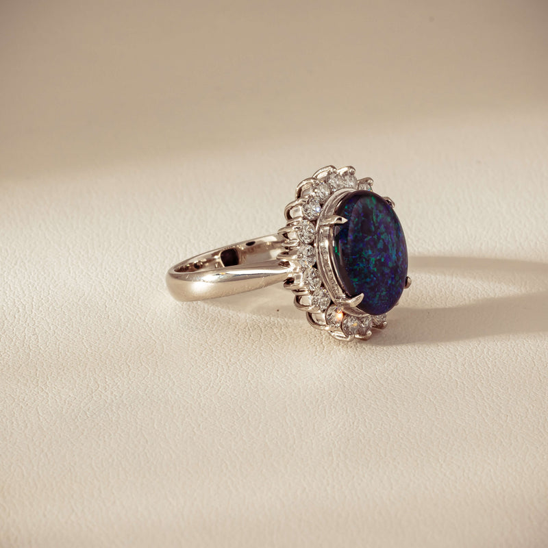 Deja Vu Platinum 2.91ct Opal & Diamond Cluster Ring - Ring - Walker & Hall