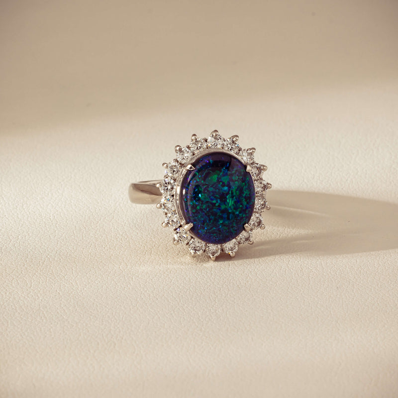 Deja Vu Platinum 2.91ct Opal & Diamond Cluster Ring - Ring - Walker & Hall