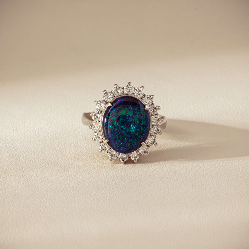 Deja Vu Platinum 2.91ct Opal & Diamond Cluster Ring - Ring - Walker & Hall
