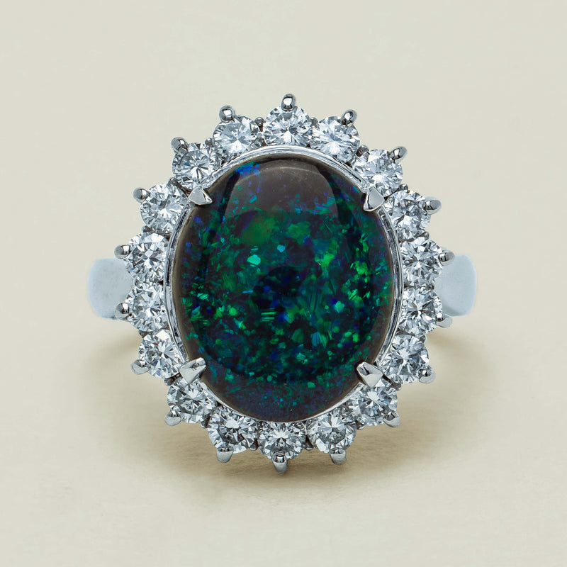 Deja Vu Platinum 2.91ct Opal & Diamond Cluster Ring - Ring - Walker & Hall