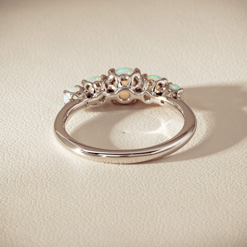 18ct White Gold Five Stone Opal Octavia Ring - Ring - Walker & Hall