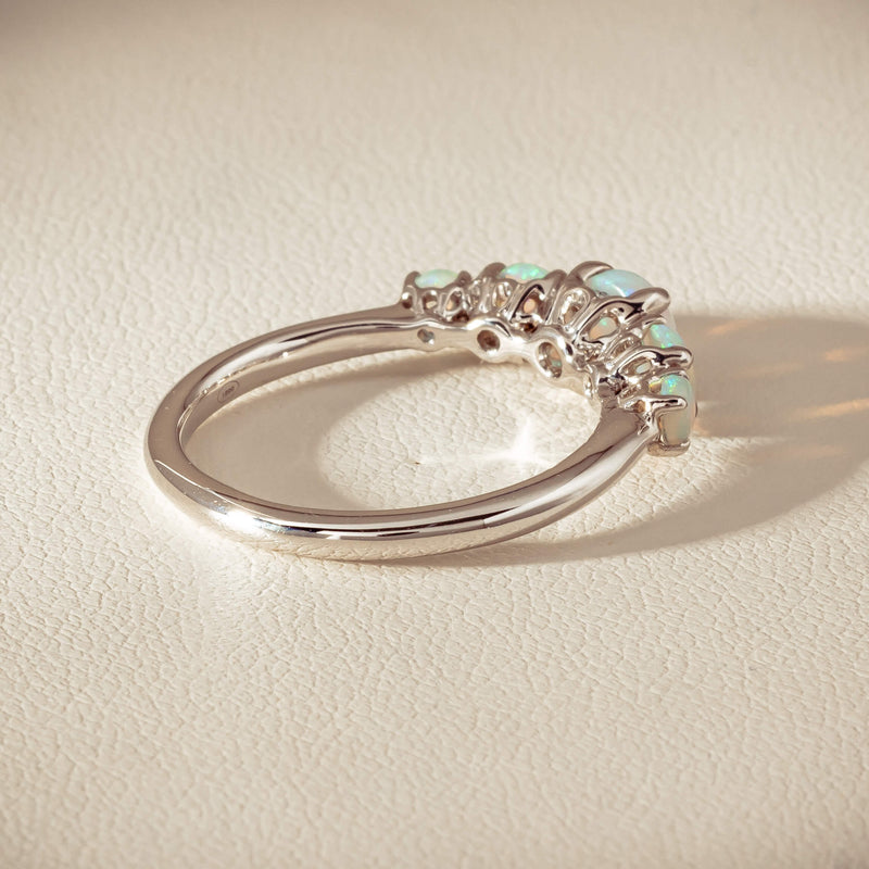 18ct White Gold Five Stone Opal Octavia Ring - Ring - Walker & Hall