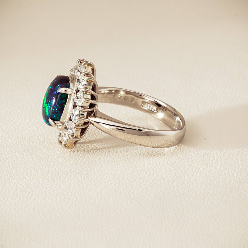 Deja Vu Platinum 1.72ct Opal & Diamond Cluster Ring - Ring - Walker & Hall
