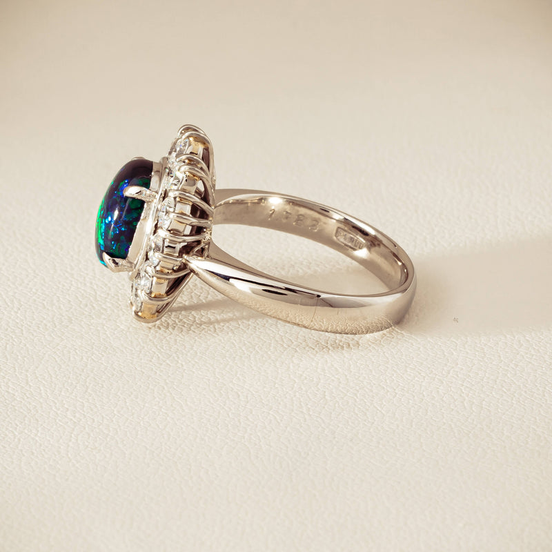 Deja Vu Platinum 1.72ct Opal & Diamond Cluster Ring - Ring - Walker & Hall