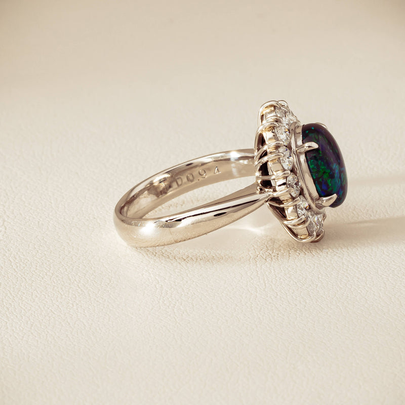 Deja Vu Platinum 1.72ct Opal & Diamond Cluster Ring - Ring - Walker & Hall