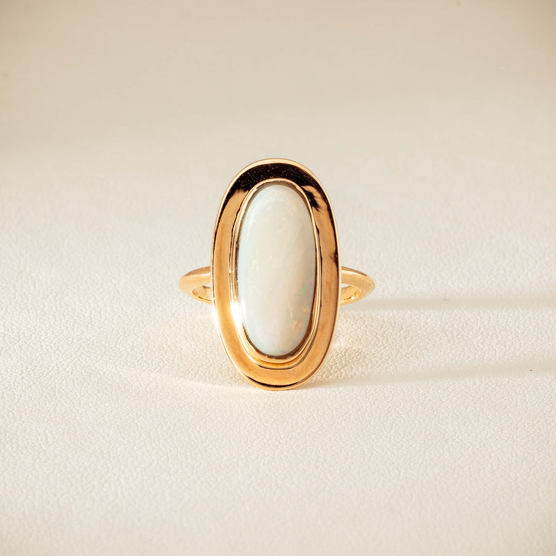 Deja Vu 15ct Rose Gold Opal Bezel-Set Ring - Ring - Walker & Hall