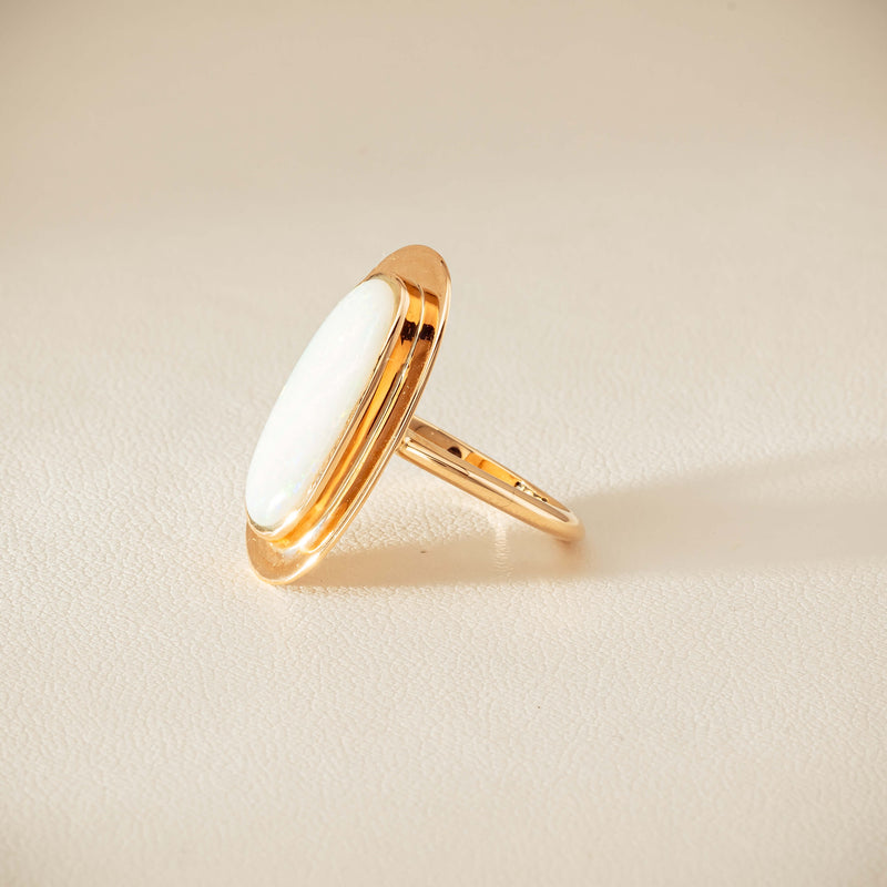 Deja Vu 15ct Rose Gold Opal Bezel-Set Ring - Ring - Walker & Hall