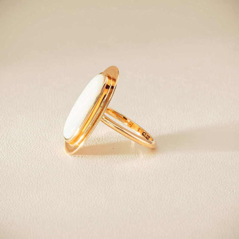 Deja Vu 15ct Rose Gold Opal Bezel-Set Ring - Ring - Walker & Hall