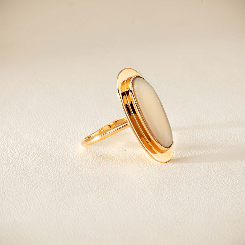 Deja Vu 15ct Rose Gold Opal Bezel-Set Ring - Ring - Walker & Hall