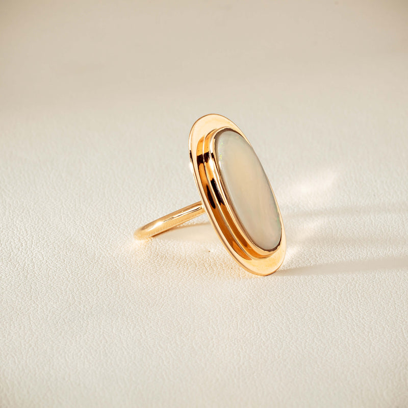 Deja Vu 15ct Rose Gold Opal Bezel-Set Ring - Ring - Walker & Hall